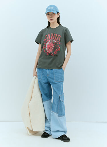 GANNI Strawberry T-Shirt Grey gan0255036