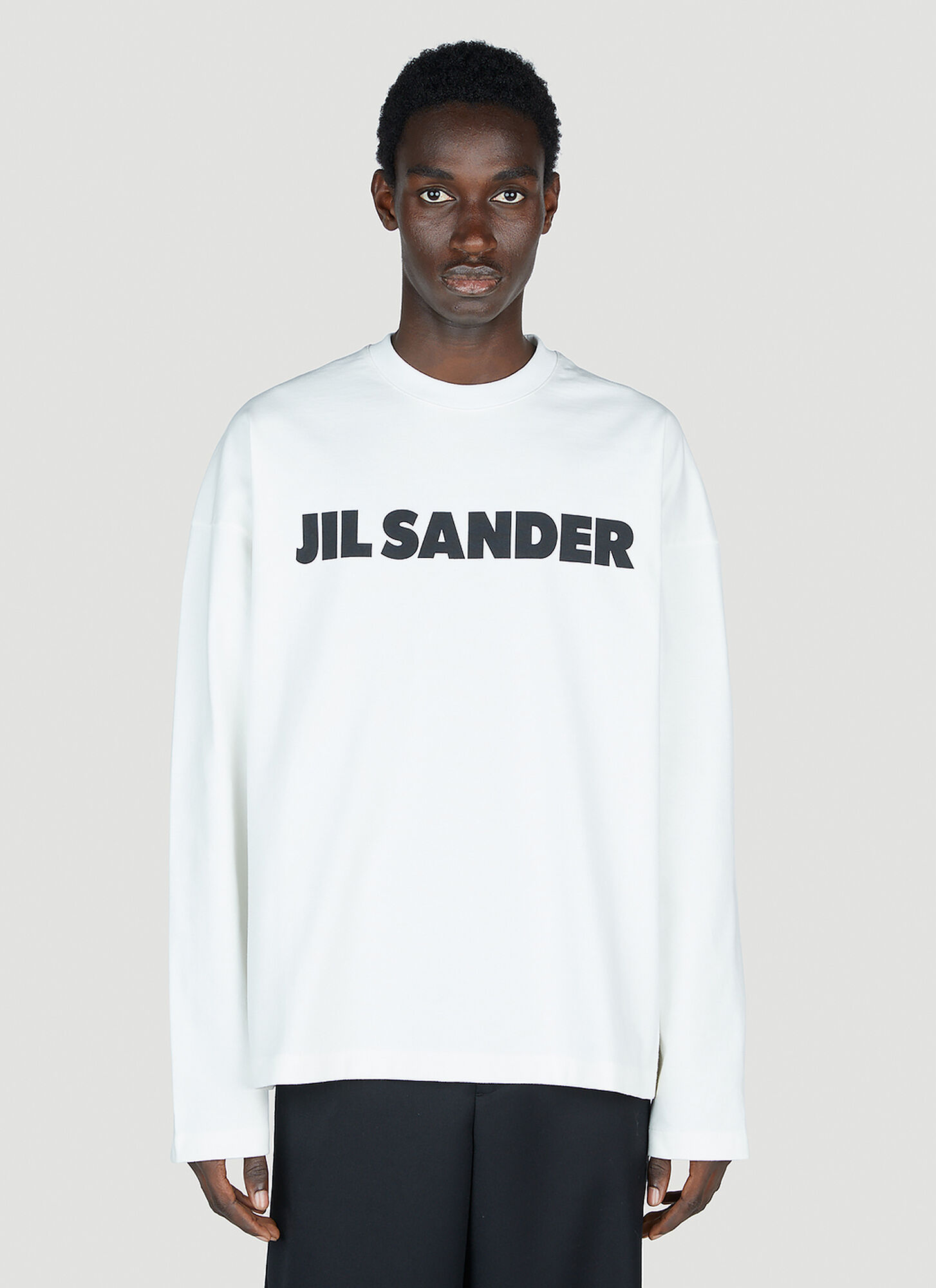 Shop Jil Sander Logo Print Long Sleeve T-shirt In White
