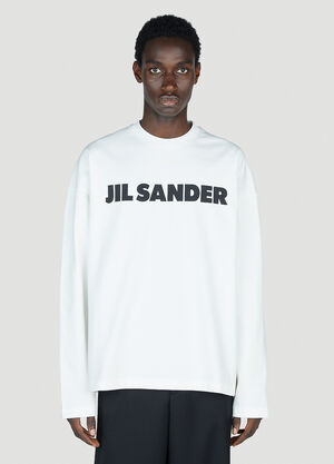 Jil Sander Logo Print Long Sleeve T-Shirt Beige jil0156003