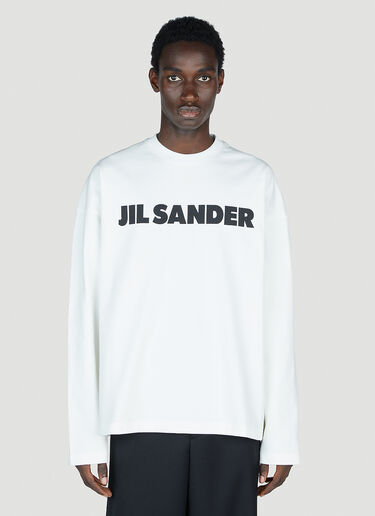 Jil Sander 로고 프린트 긴소매 티셔츠 화이트 jil0153005