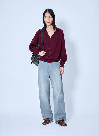 Miu Miu Knit Cardigan with Logo Bordeaux miu0265014
