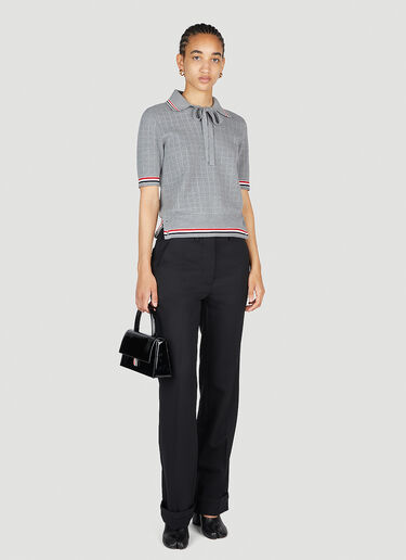 Thom Browne Grid Stitch Polo Shirt Grey thb0252001