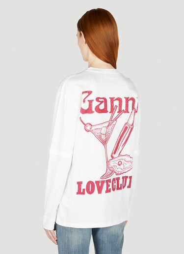 GANNI Love Club Layered Long Sleeve T-Shirt White gan0252006
