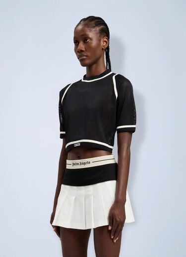 Palm Angels Logo Mesh Cropped Top Black pma0264231