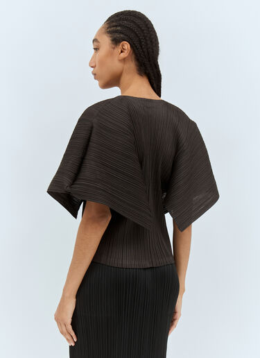 Pleats Please Issey Miyake 캡 슬리브 탑 브라운 plp0258004