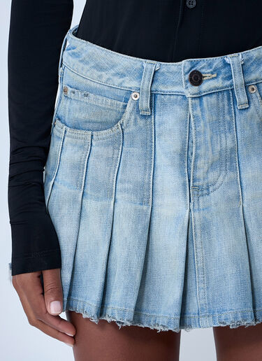 Pleated Denim Mini Skirt Balenciaga Pleated Denim Mini Skirt Light Blue bal0261006