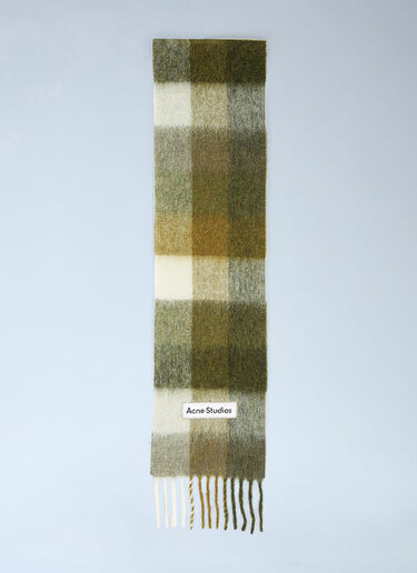 Acne Studios 로고 패치 체크 스카프 그린 acn0154039
