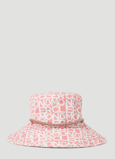 Moncler Logo Print Wide Brim Hat Pink mon0252026
