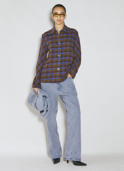 Our Legacy Sanctuary Check Bouclé Shirt Blue our0255002