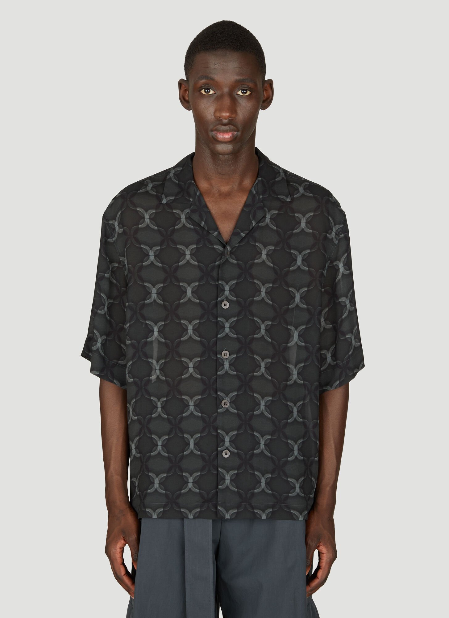 Shop Dries Van Noten Geometric Print Short-sleeve Shirt In Grey
