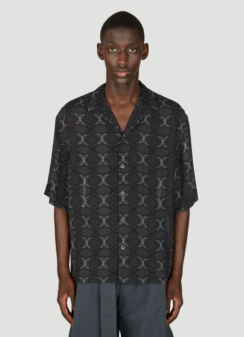Dries Van Noten Geometric Print Short-Sleeve Shirt Black dvn0156043