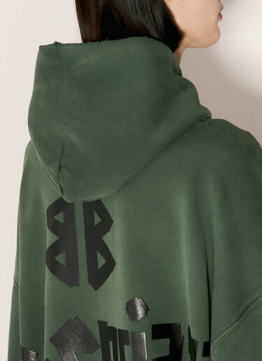 Balenciaga Ripped Pocket Hooded Sweatshirt Green bal0256005