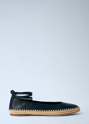 Max Mara Leather Espadrille Flats Black max0264047