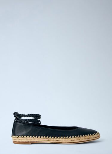 Max Mara Leather Espadrille Flats Black max0264047