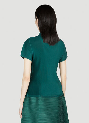 Pleats Please Issey Miyake Mock Neck Top Green plp0253005