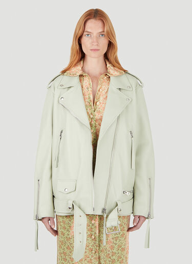 Honey Fucking Dijon xAcne Studios New Myrtle Leather Jacket Light Green hdj0246002