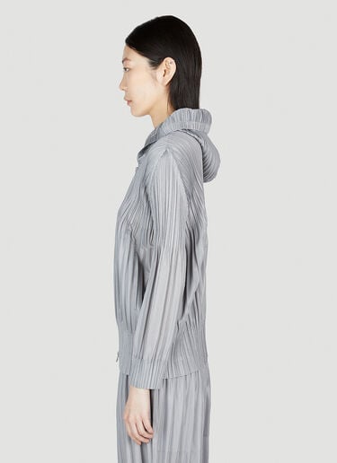 Pleats Please Issey Miyake Pleated Hooded Sweatshirt Grey plp0253011