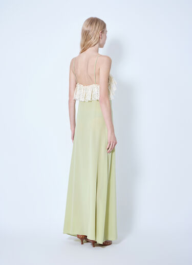 Chloé Thin-Strap Long Dress In Crêpe De Chine & Lace Green chl0265015