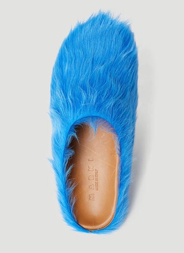 Marni Fussbett Sabot Hairy Mules Blue mni0155014