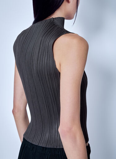 LN-CC® - Pleats Please Issey Miyake: August Colors High-Neck Top - Dark Grey Pleats Please Issey Miyake August Colors High-Neck Top Dark Grey plp0266065