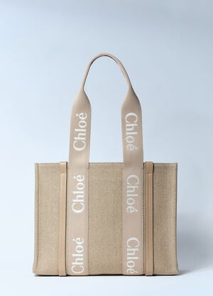 Chloé Medium Woody Tote Bag Beige chl0259043