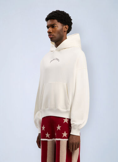 Back Curved Logo Loose Hooded Sweatshirt Palm Angels Back Curved Logo Loose Hooded Sweatshirt White pma0162090