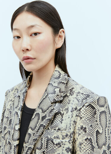 Sportmax Python-Print Oversized Leather Blazer Brown spx0254009