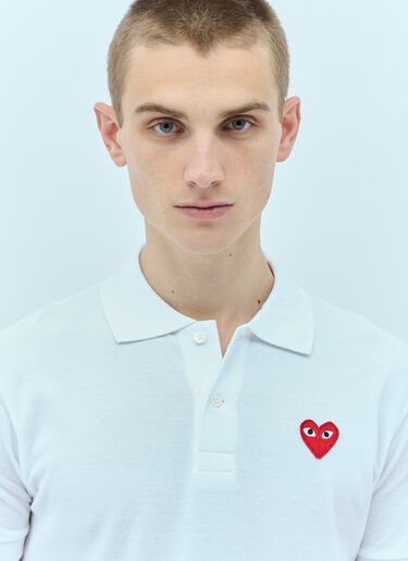 Comme Des Garçons PLAY 徽标贴饰 Polo 衫 白色 cpl0355004