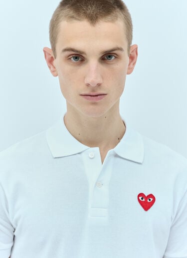 Comme Des Garçons PLAY Logo Patch Polo Shirt White cpl0355004