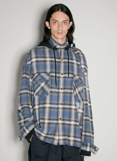 스웨트 후드 체크 셔츠  Maison Mihara Yasuhiro 스웨트 후드 체크 셔츠  블루 mmy0156015