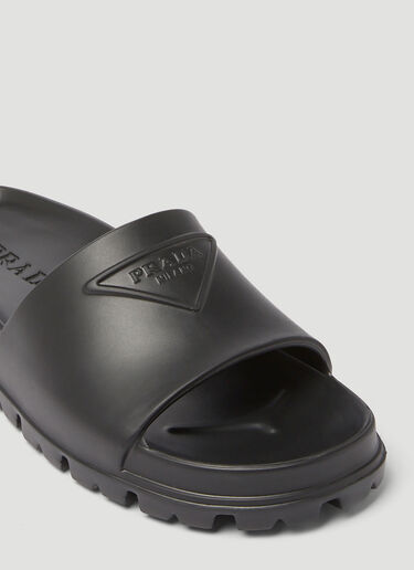 Prada 三角形凸纹徽标拖鞋 黑色 pra0248051