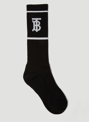 Burberry Monogram Motif Intarsia Cotton Blend Socks Black bur0149107