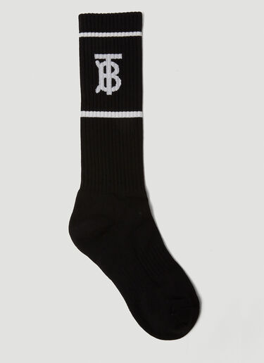 Monogram Motif Intarsia Cotton Blend Socks Burberry Monogram Motif Intarsia Cotton Blend Socks Black bur0149107