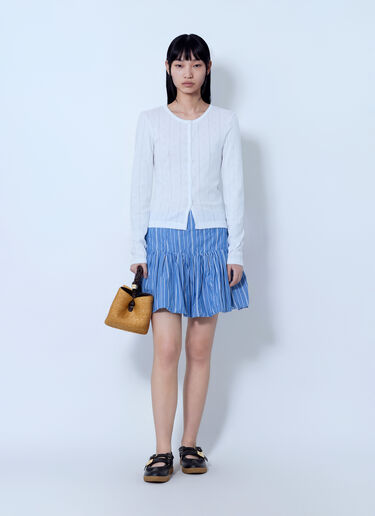 LN-CC® - GANNI: Compact Pointelle Rib Jersey Top - White GANNI Compact Pointelle Rib Jersey Top White gan0265003