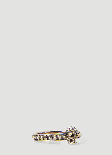 Alexander McQueen Pave Skull Ring Pale Gold amq0248043