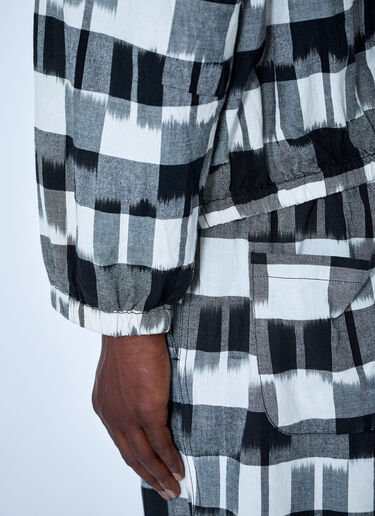 LN-CC® - NOMARHYTHM TEXTILE: Ikat Check Hoody - Grey NOMARHYTHM TEXTILE Ikat Check Hoody Grey nom0164007