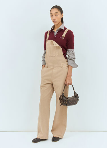 Miu Miu Logo Embossed Overalls Beige miu0255001
