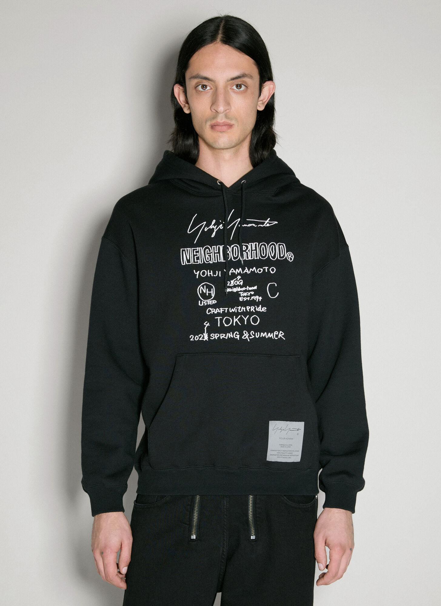 Shop Yohji Yamamoto Neighborhood Hooded Sweatshirt In Black