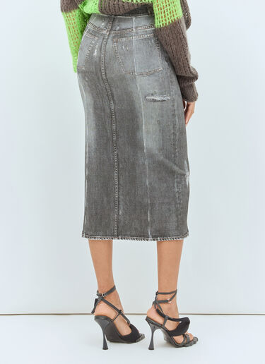 Acne Studios 牛仔印花中长半裙 黑色 acn0258012