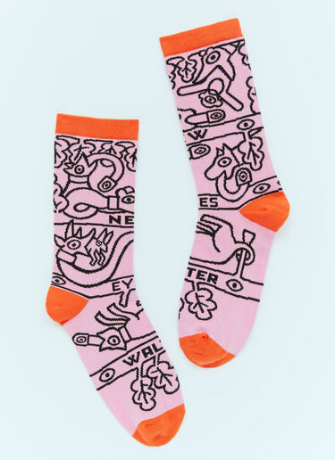 Walter Van Beirendonck New Eyes Socks Pink wlt0154037