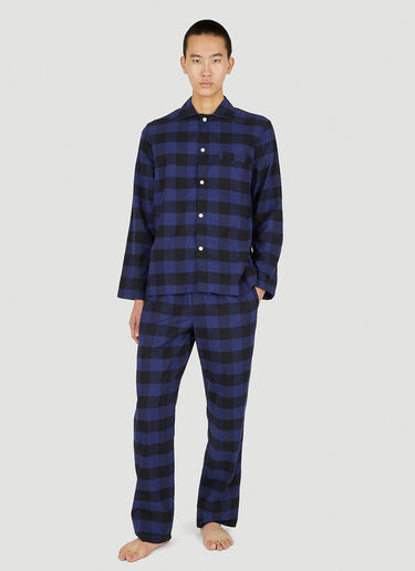 Tekla Gingham Classic Pyjama Shirt Blue tek0350019