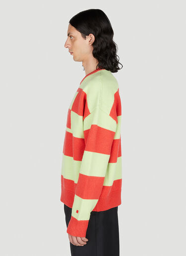 Acne Studios Face Logo Striped Sweater Red acn0351007