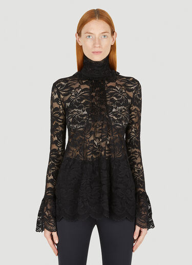 Rabanne Scalloped Lace Top Black pac0251032