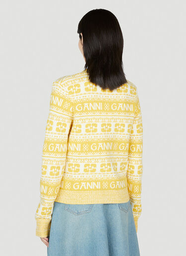 GANNI Logo Button Down Cardigan Yellow gan0253003