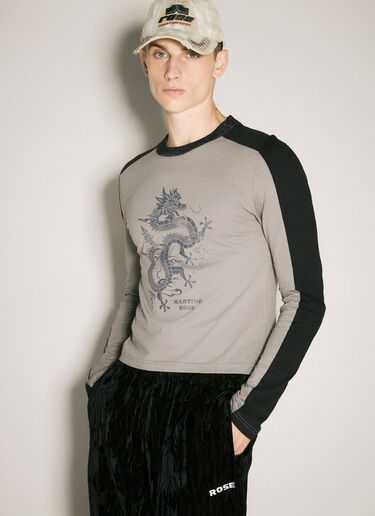 Martine Rose Long-Sleeve Shrunken T-Shirt Grey mtr0358009