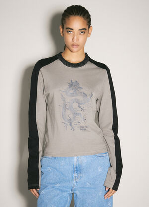 Martine Rose Long-Sleeve Shrunken T-Shirt Beige mtr0358005