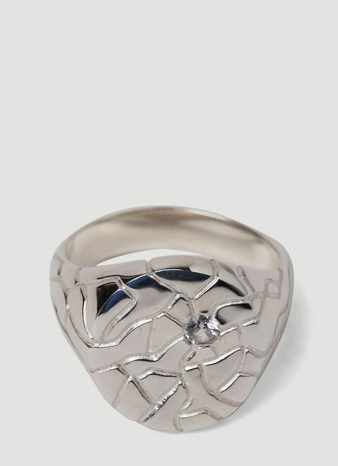 Octi Cracked Ice Signet Ring Silver oct0352003