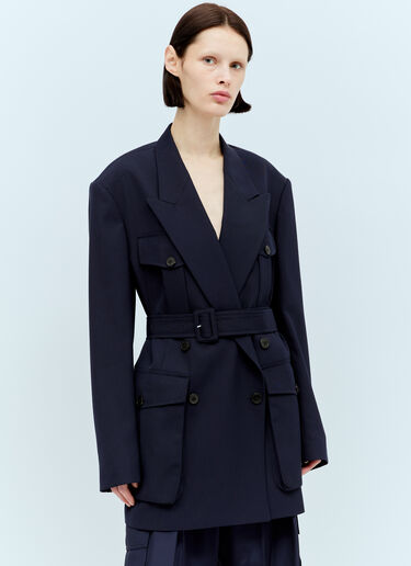 Dries Van Noten Belted Blazer Navy dvn0256010