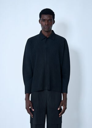 Homme Plissé Issey Miyake Pleated Polo Shirt Black hmp0162010