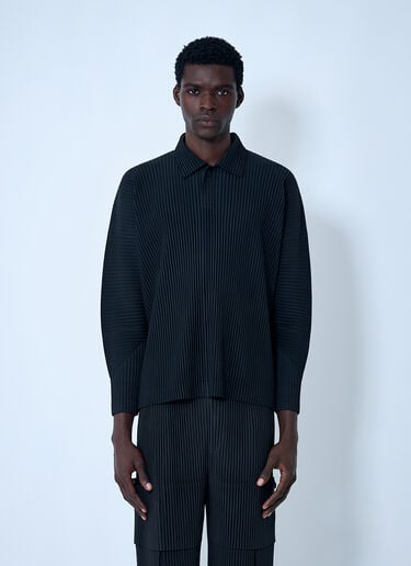 Homme Plissé Issey Miyake Pleated Polo Shirt Black hmp0162010